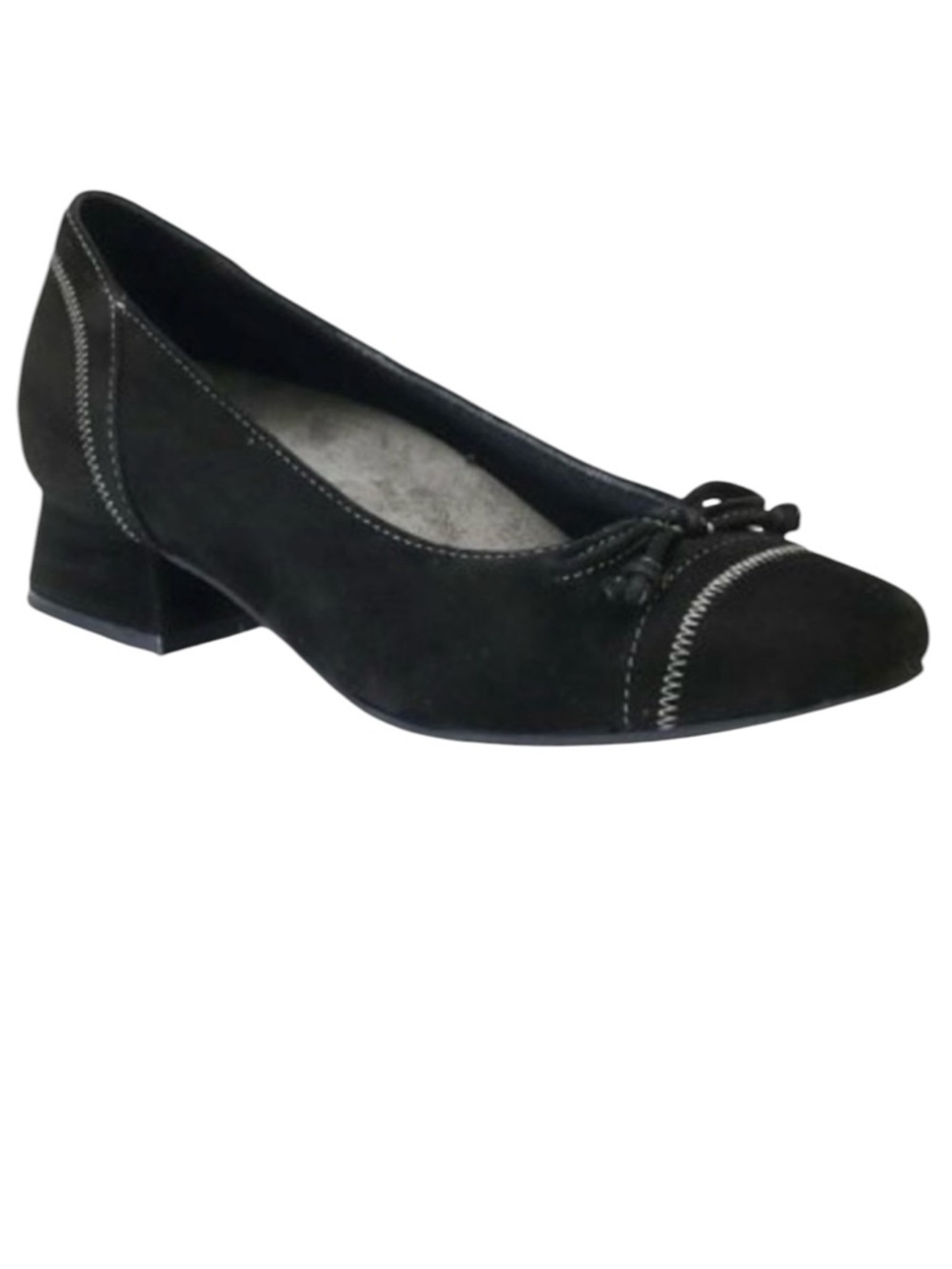 David Tate Heritage black suede square toe pump with block heel 7.5 W